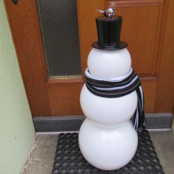 Glas Schneemann 80cm mit Halstuch weiss - schwarz
