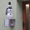 Glas Schneemann 80cm mit Halstuch weiss - schwarz