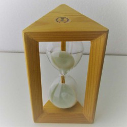 Sanduhr 5min. 14.5cm Weiss, im Tannenholz Gestell