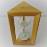 Sanduhr 5min. 14.5cm Weiss, im Tannenholz Gestell