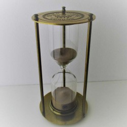 Sanduhren 60 Min. 26cm Braun, Zylinder Metall Gestell Messing Farben