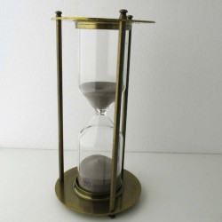 Sanduhren 60 Min. 26cm Braun, Zylinder Metall Gestell Messing Farben