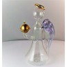 Glas Engel 15cm Klar Blaue Flügel Goldrand mit Kerze