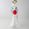 Glas Engel 15cm Klar Blaue Flügel Goldrand mit Kerze