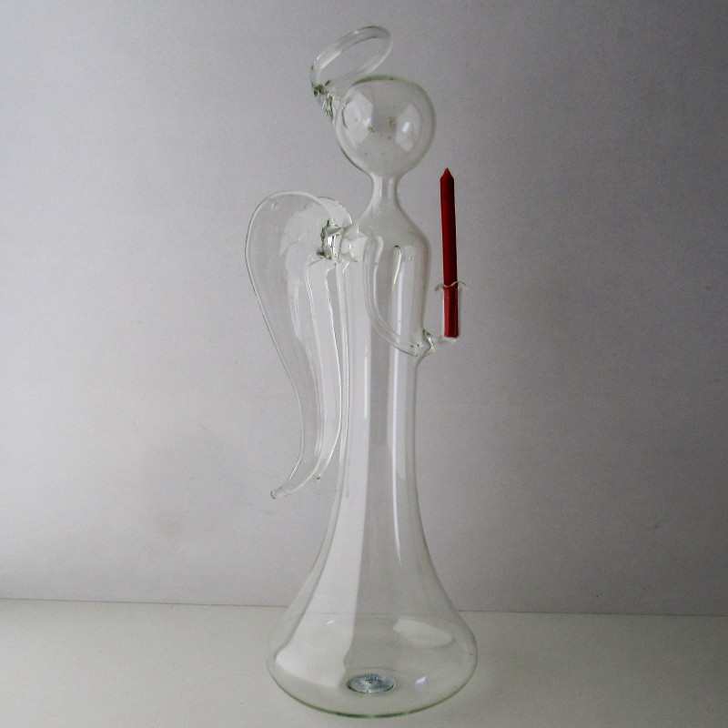 Glas Engel Klar 26cm mit Kerze