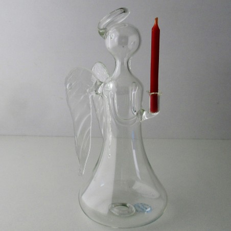 Glas Engel 15.5cm Klar  mit Kerze