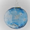 Glas Kröselkugel 60 mm Aquamarinblau zum hängen