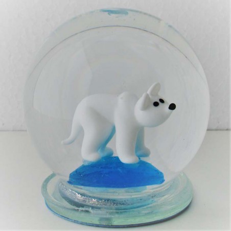 Glas-Schneekugel 85mm mit Eisbär Glas