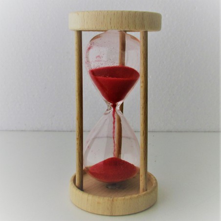 Sanduhr 1 Min. 13 cm Rot, im Buchenholz Gestell