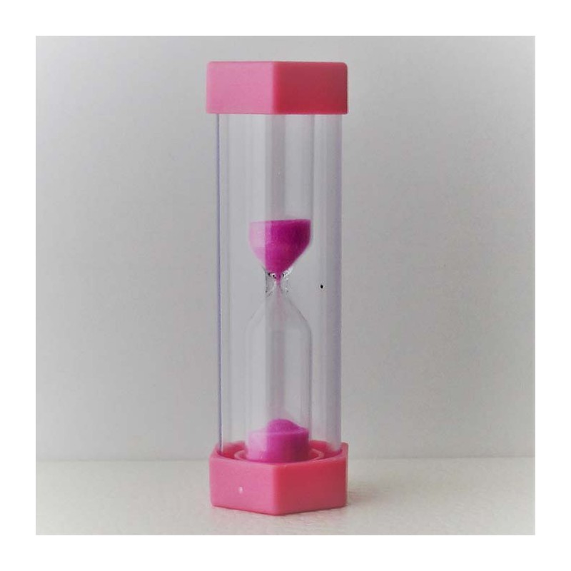 Sanduhren 2 Minuten 9 cm Rosa, Sechseckig aussen  Kunststoff