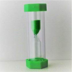 Sanduhren 5 Min. 9cm Grün, Sechseckig aussen  Kunststoff