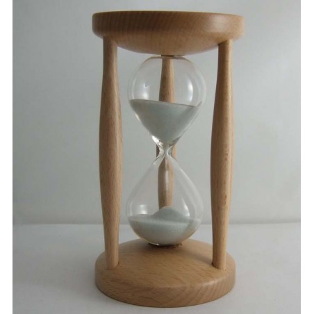 Sanduhr 5 Min. 14 cm Weiss, Natur Buche klein