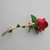 Rot Rose Blume Brosche  vergoldet