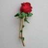 Rot Rose Blume Brosche  vergoldet