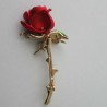 Rot Rose Blume Brosche  vergoldet