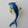 Delfin Blau Emaille vergoldet Broschen