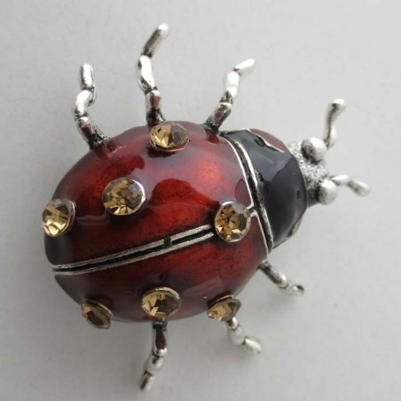 Käfer Rot Emaille Strass versilbert Broschen