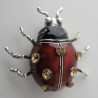 Käfer Rot Emaille Strass versilbert Broschen
