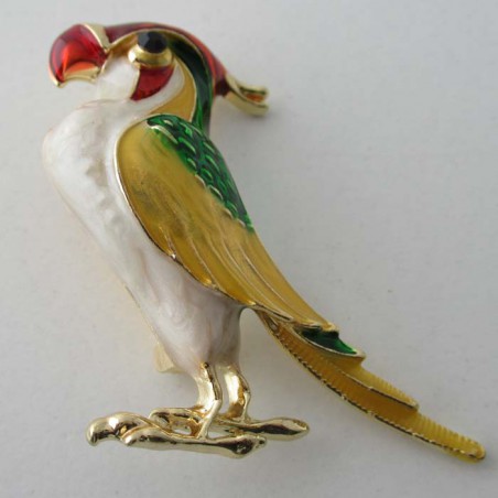 Falke Brosche Emaille mit Kristallen vergoldet