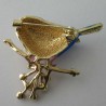 Brosche Vogel emaile rosa Strass vergoldet