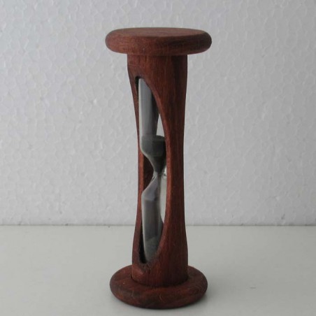 Sanduhr 15 Sek. 105mm Schwarz, zylindrisch Glas in Holzgestell Buche und gebeizt