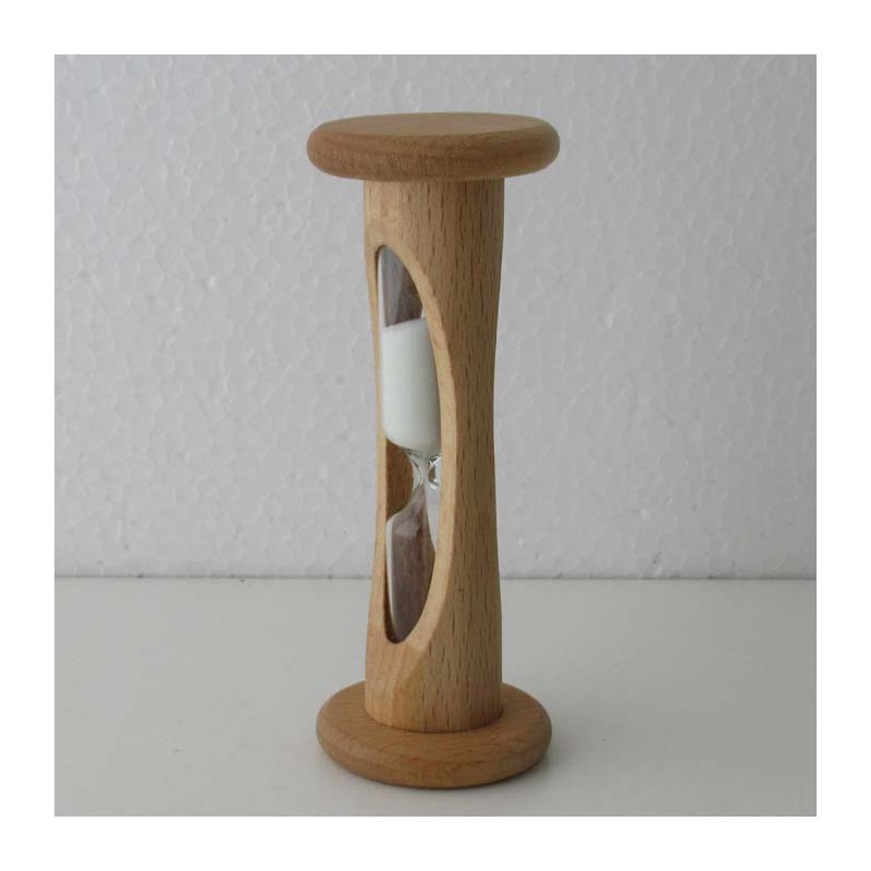 Sanduhr 2 Min. 105mm zylindrisch Glas in Holzgestell Buche Natur,