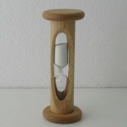 Sanduhr 2 Min. 105mm zylindrisch Glas in Holzgestell Buche Natur,