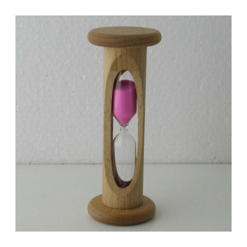 Sanduhr 2 Min. 105mm zylindrisch Glas in Holzgestell Buche Natur,