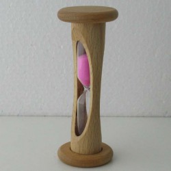 Sanduhr 2 Min. 105mm zylindrisch Glas in Holzgestell Buche Natur,