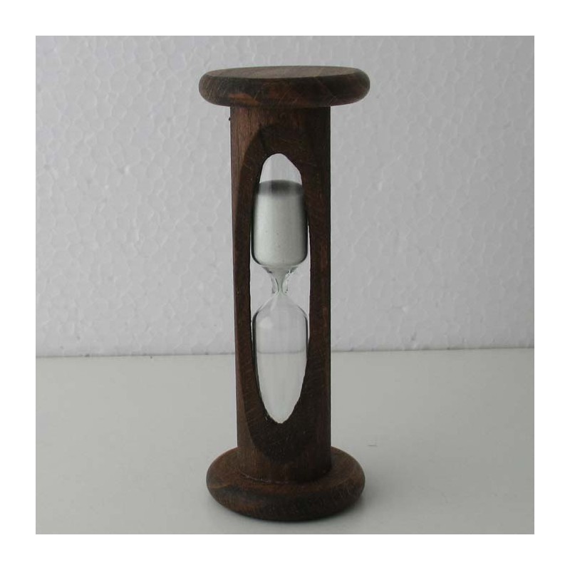 Sanduhr 2 Min. 105mm zylindrisch Glas in Holzgestell Buche dunkel gebeizt