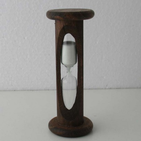 Sanduhr 2 Min. 105mm zylindrisch Glas in Holzgestell Buche dunkel gebeizt