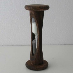 Sanduhr 2 Min. 105mm zylindrisch Glas in Holzgestell Buche dunkel gebeizt