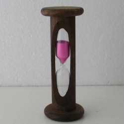 Sanduhr 2 Min. 105mm zylindrisch Glas in Holzgestell Buche dunkel gebeizt