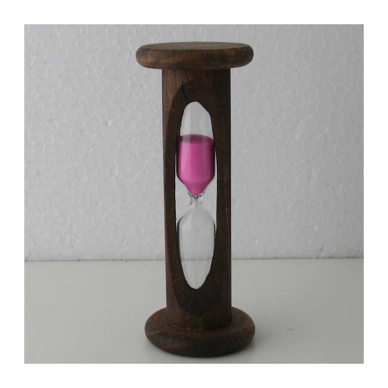 Sanduhr 2 Min. 105mm zylindrisch Glas in Holzgestell Buche dunkel gebeizt