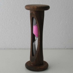 Sanduhr 2 Min. 105mm zylindrisch Glas in Holzgestell Buche dunkel gebeizt