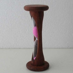 Sanduhr 2 Min. 105mm zylindrisch Glas in Holzgestell Buche rötlich gebeizt