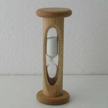 Sanduhr 3 Min. 105 mm zylindrisch Glas in Holzgestell Buche Natur,