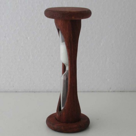 Sanduhr 3 Min. 105 mm zylindrisch Glas in Holzgestell Buche rötlich gebeizt