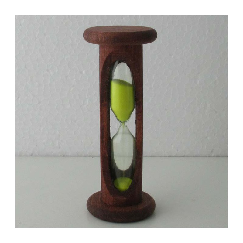 Sanduhr 3 Min. 105 mm zylindrisch Glas in Holzgestell Buche rötlich gebeizt