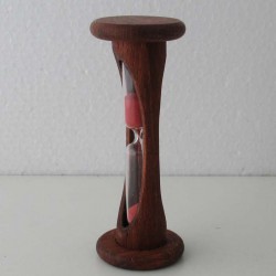 Sanduhr 3 Min. 105 mm zylindrisch Glas in Holzgestell Buche rötlich gebeizt