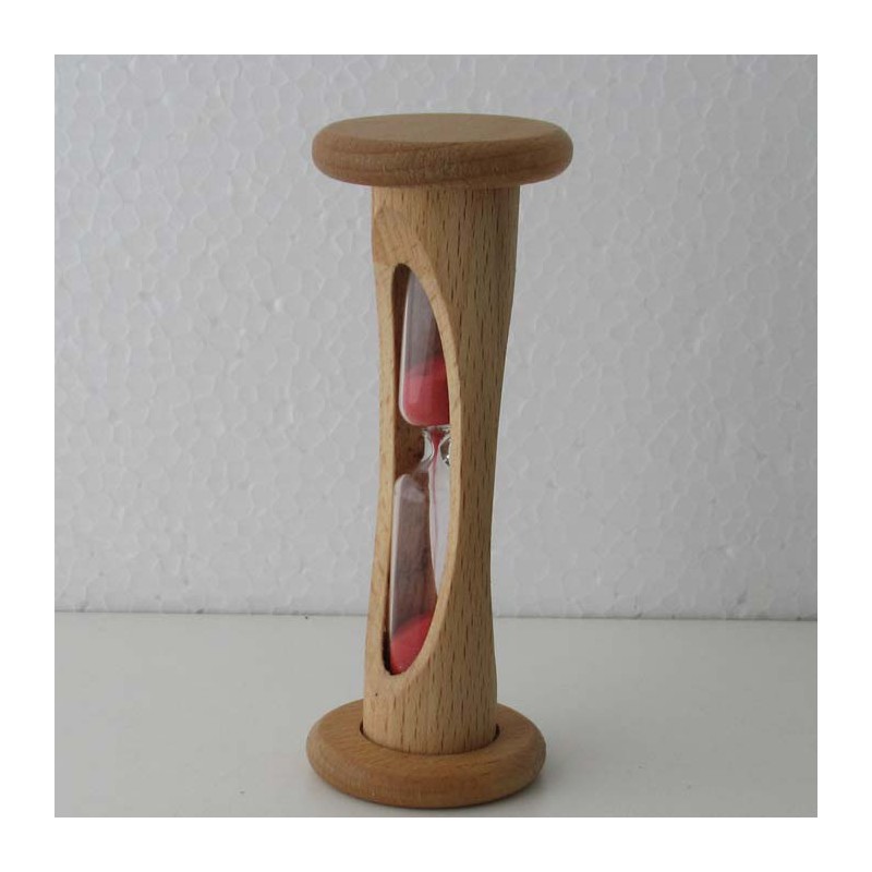 Sanduhr 4 min 10.5 cm Rot, Sanduhr im Buchenholz Natur