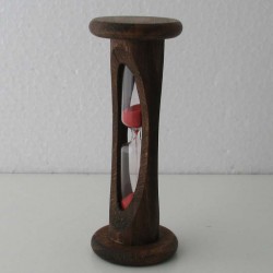 Sanduhr 4 min 10.5 cm Rot, Sanduhr im Buchenholz dunkel gebeizt