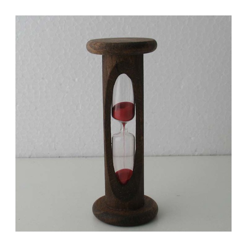 Sanduhr 4 min 10.5 cm Rot, Sanduhr im Buchenholz dunkel gebeizt