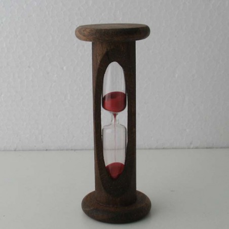 Sanduhr 4 min 10.5 cm Rot, Sanduhr im Buchenholz dunkel gebeizt
