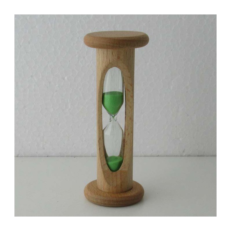 Sanduhr 5 min 10.5 cm Grün, Sanduhr im Buchenholz Natur