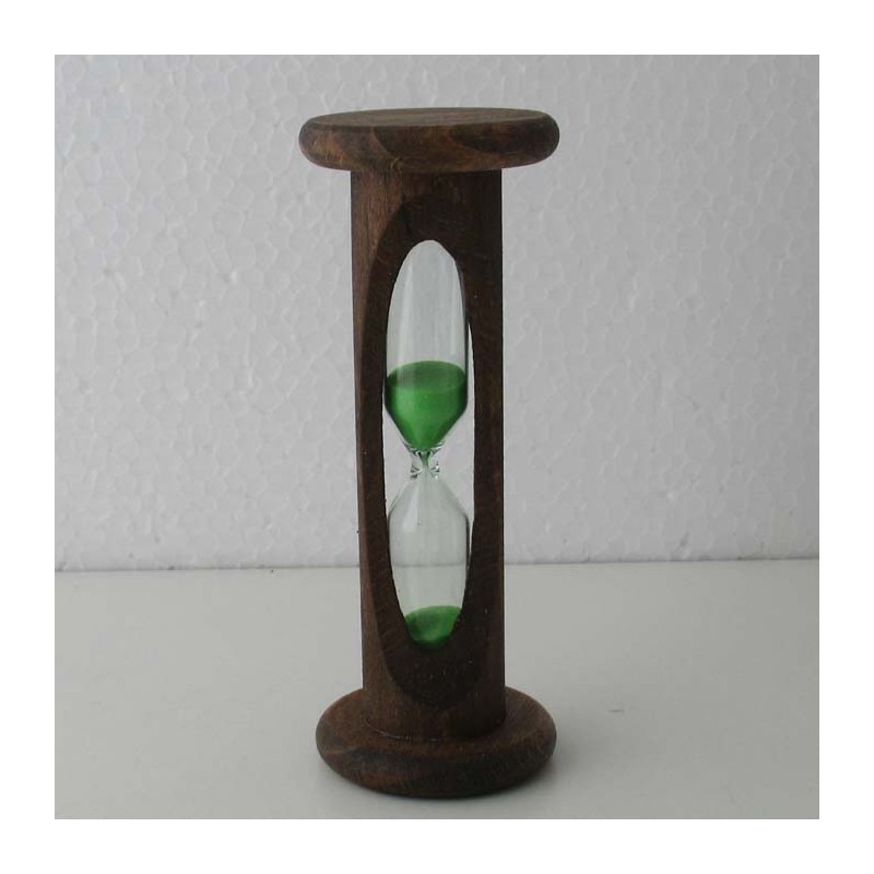 Sanduhr 5 min 10.5 cm Grün, Sanduhr im Buchenholz dunkel gebeizt Sanduhr 5 min 10.5 cm Grün, Sanduhr im Buchenholz dunkel gebeizt