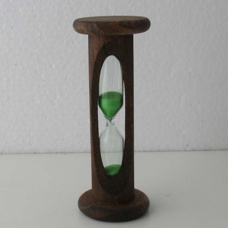 Sanduhr 5 min 10.5 cm Grün, Sanduhr im Buchenholz dunkel gebeizt