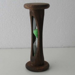 Sanduhr 5 min 10.5 cm Grün, Sanduhr im Buchenholz dunkel gebeizt