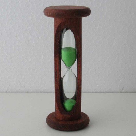 Sanduhr 5 min 10.5 cm Grün, im Buchenholz rötlich gebeizt