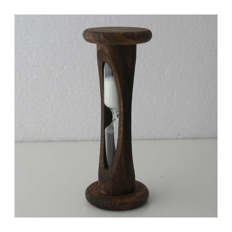 Sanduhr 10 Min. 10.5 cm zylindrisch Glas in Holzgestell Buche dunkel gebeizt Sanduhr 10 Min. 10.5 cm zylindrisch Glas in Holzgestell Buche dunkel gebeizt